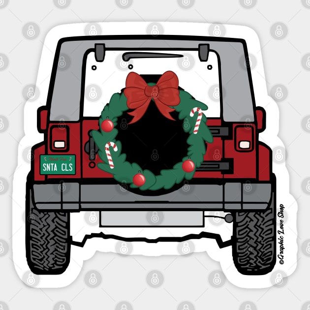 Santa's New Ride, Christmas Jeep © GraphicLoveShop Sticker by GraphicLoveShop